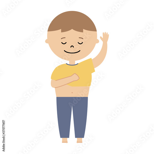 一人で着替えている男の子のイラスト