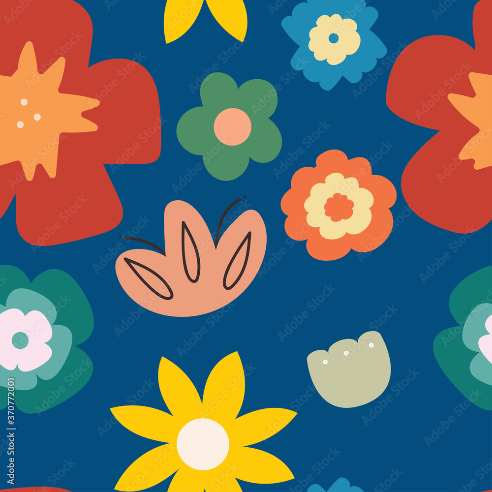 Naklejka premium Seamless pattern carton with cute little flower. for fabric print, textile, gift wrapping paper