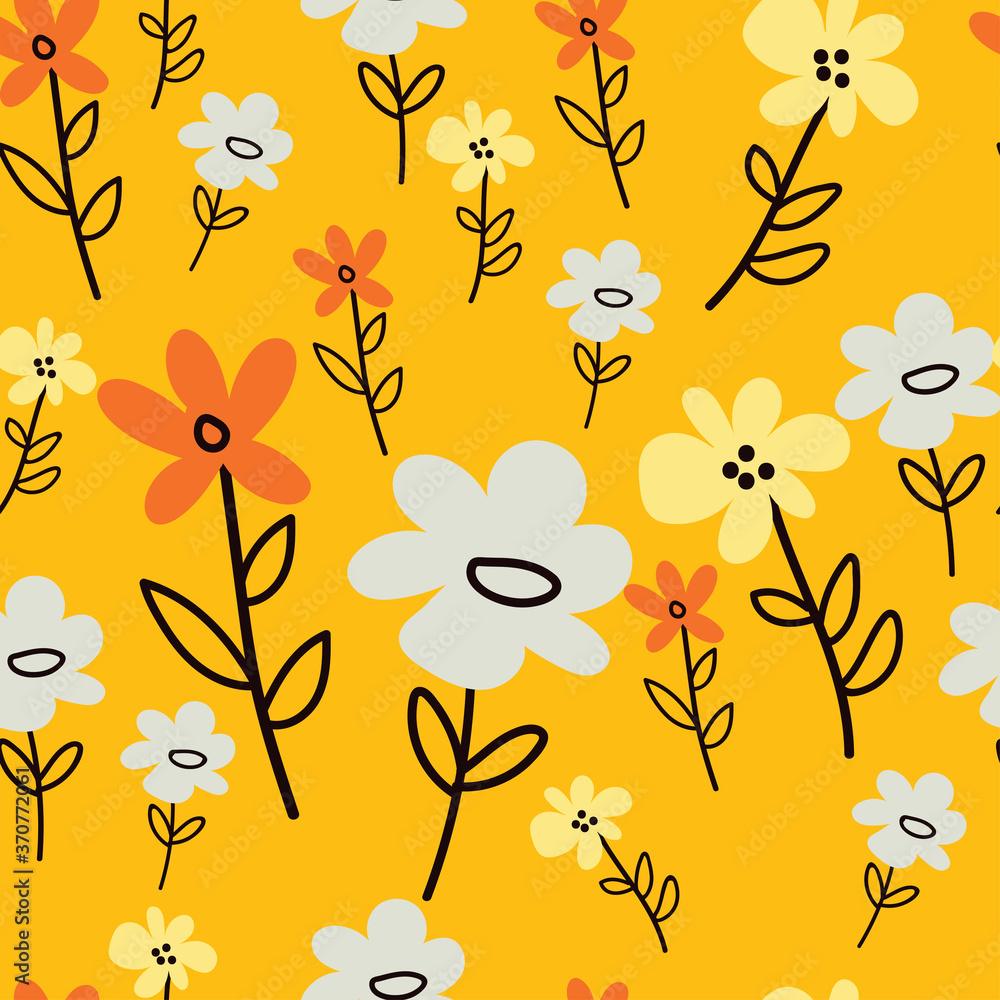 Seamless pattern carton with cute little flower. for fabric print, textile,  gift wrapping paper Stock Vector