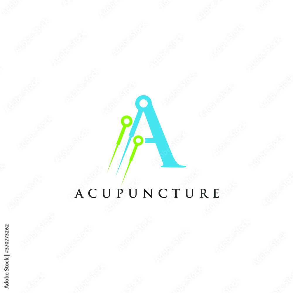 initials A with acupuncture needle logo vector initials A with acupuncture needle logo vector