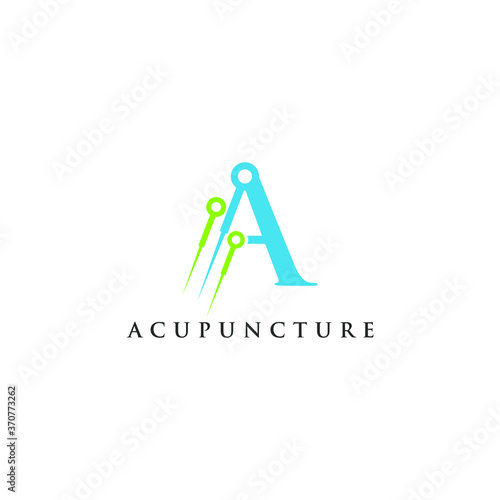 initials A with acupuncture needle logo vector