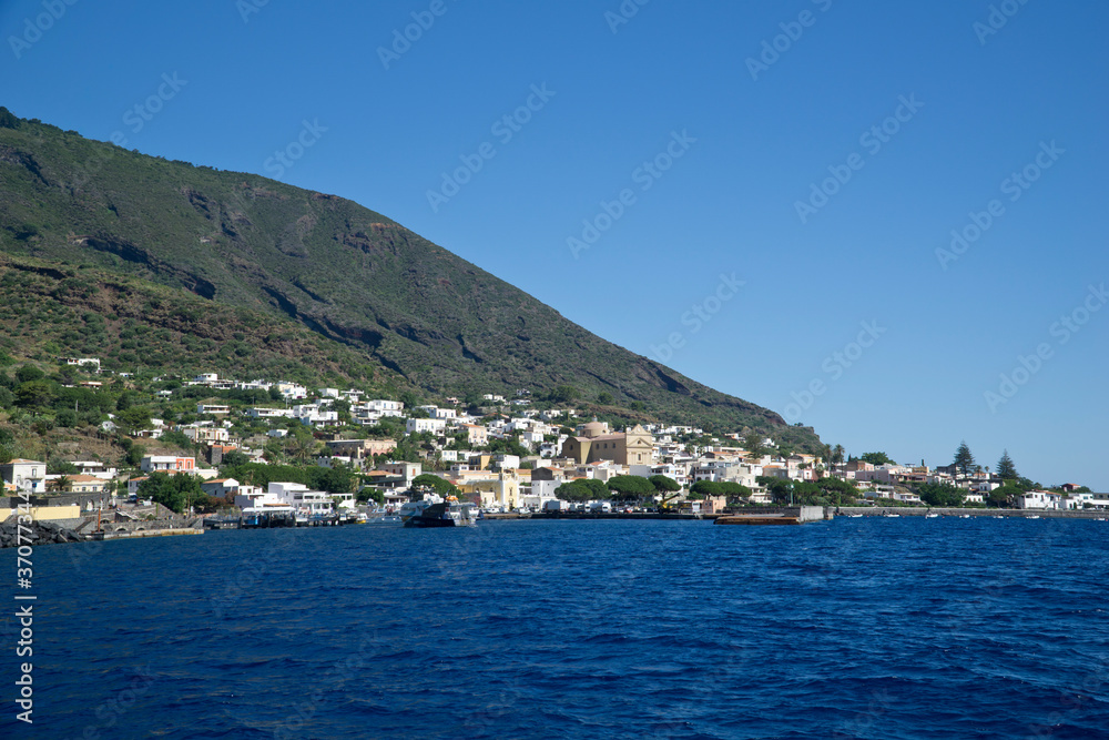 Italy Sicily Aeolian Island of Salina, seen from the sea