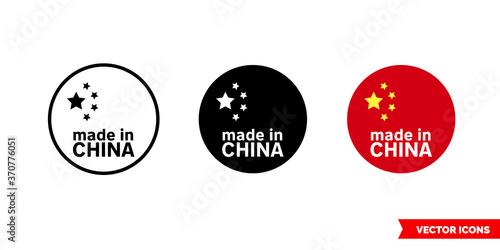 Made in China icon of 3 types color, black and white, outline. Isolated vector sign symbol.