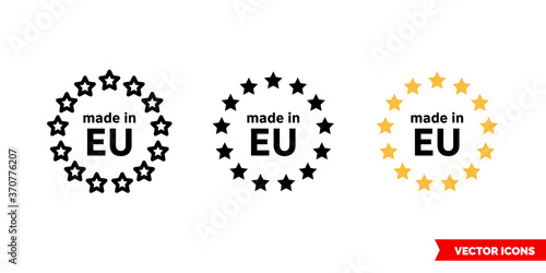 Made in EU icon of 3 types color, black and white, outline. Isolated vector sign symbol.