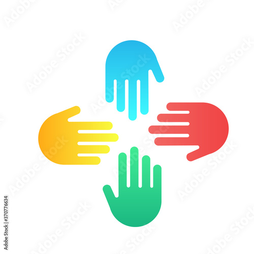 Hand Colorful Creative Connection with Teamwork