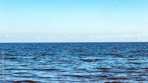 blue sea landscape with sky on the horizon
