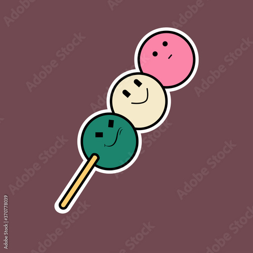 Japanese Dango Food Character Vector