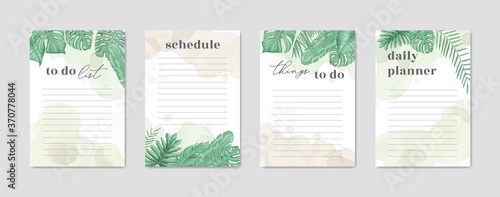 To do list paper collection with tropical floral