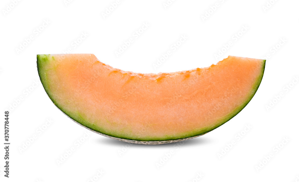 melon or cantaloupe, fresh with leaves sliced Isolated on white background melon or cantaloupe, fresh with leaves sliced Isolated on white background