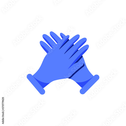 Rubber medical blue gloves lie on top of each other, isolated on a white background. Vector illustration, cartoon color design, eps 10.