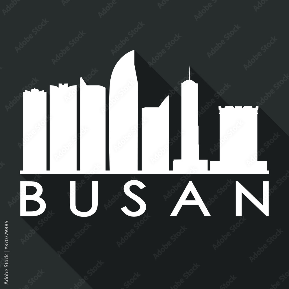 Busan Flat Icon Skyline Silhouette Design City Vector Art Famous Buildings.
