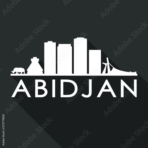 Abidjan Flat Icon Skyline Silhouette Design City Vector Art Famous Buildings.
