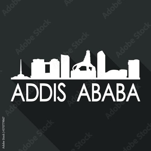 Addis Ababa Flat Icon Skyline Silhouette Design City Vector Art Famous Buildings. photo