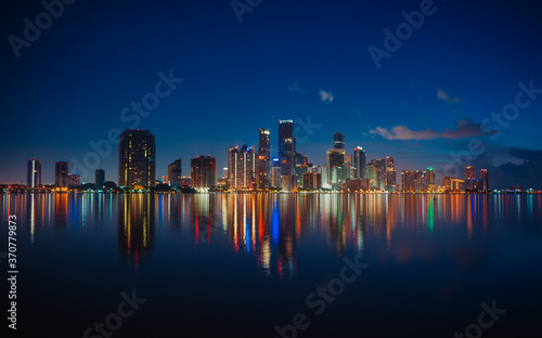 city skyline at night miami florida beautiful buildings reflection usa colors  © Alberto GV PHOTOGRAP
