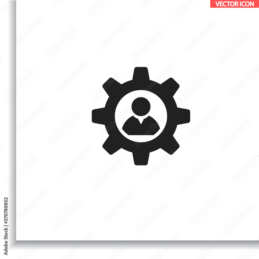 Man and cog vector icon , lorem ipsum Flat design Man and cog vector icon , lorem ipsum Flat design