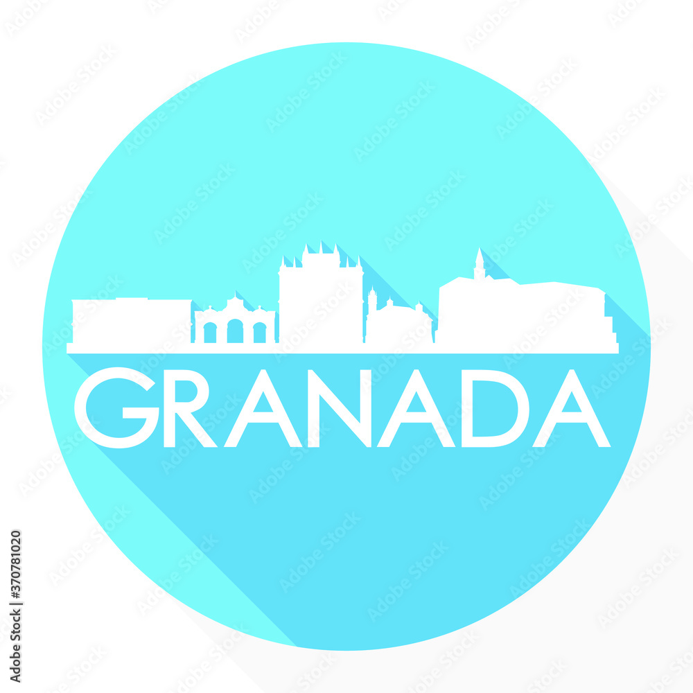 Granada Spain Flat Icon Skyline Silhouette Design City Vector Art.