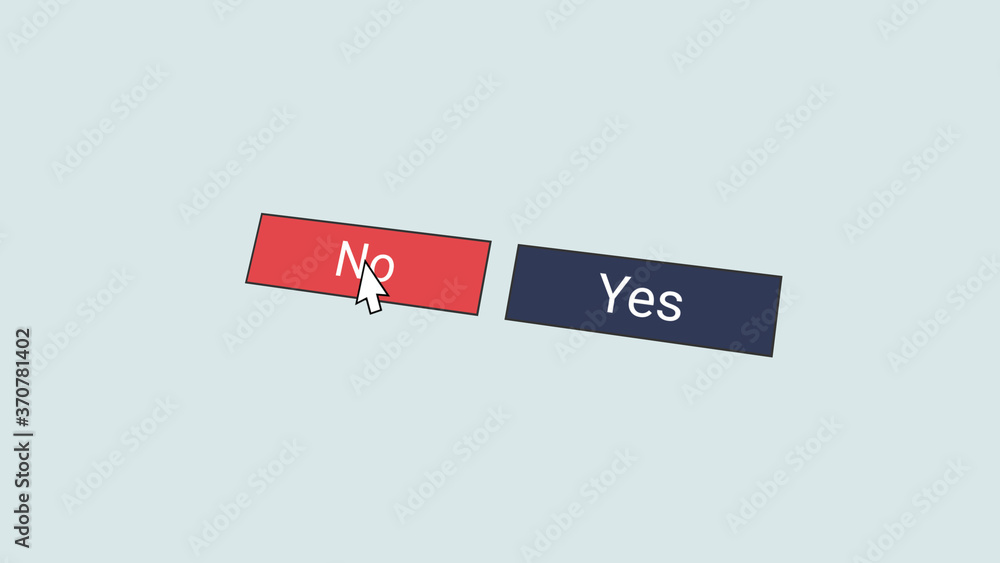 Clicking No button on a computer. Mouse pointer selecting Clicking No button on a computer. Mouse pointer selecting