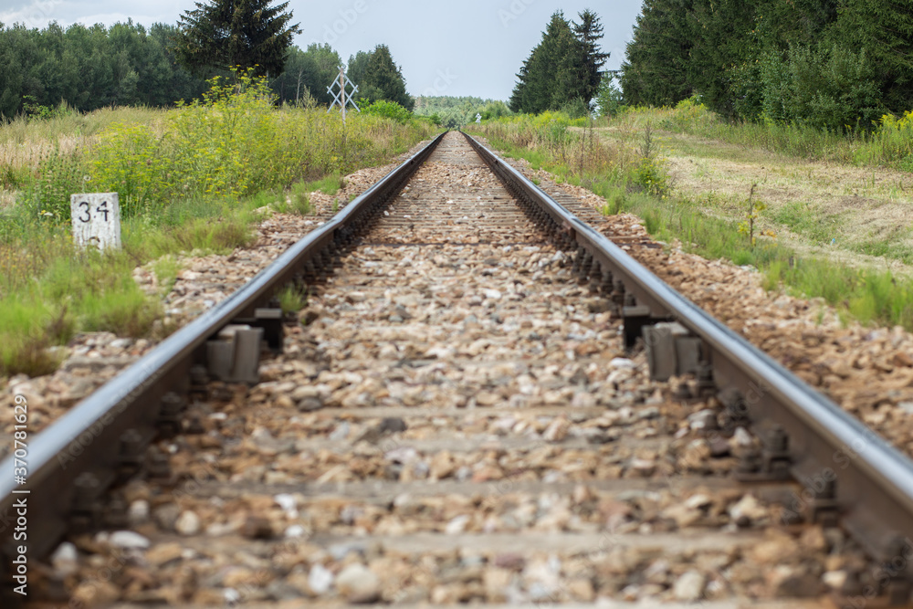 Railroad tracks on countryside