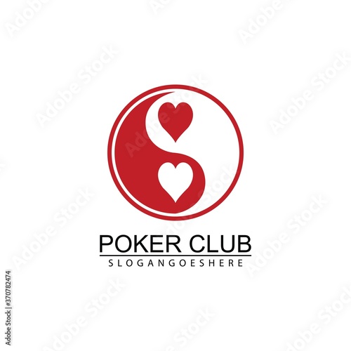 Yin-Yang symbol set of with card suits. Card game fortune energy. Poker Club Logo Design for Casino Business, Gamble, Card Game, Speculate, etc