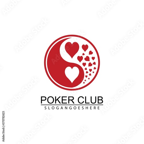 Yin-Yang symbol set of with card suits. Card game fortune energy. Poker Club Logo Design for Casino Business, Gamble, Card Game, Speculate, etc