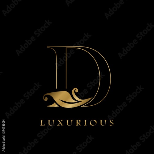 Foto Golden Outline Initial Letter D luxury Logo, creative vector design concept for luxurious business