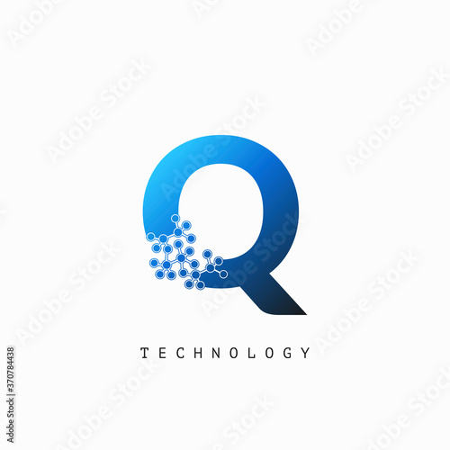 Techno Science Initial Q Letter Logo Vector Design.