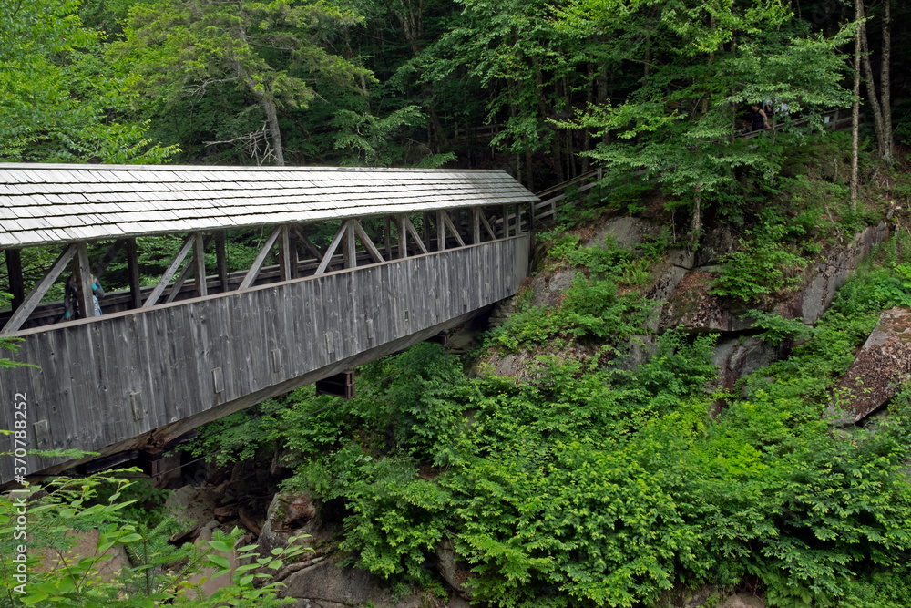 Sentinel Pine Bridge over Flume Gorge, Lincoln, New Hampshire, USA. Sentinel Pine Bridge over Flume Gorge, Lincoln, New Hampshire, USA.