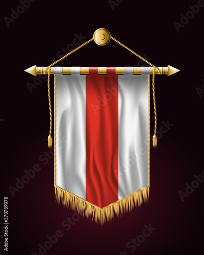 Belarus. Historical White-Red-White Flag. Festive Vertical Banner. Wall Hangings with Tassel Fringing