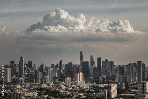Bangkok, Thailand - Jul 27, 2020 : City view of Bangkok afternoon creates energetic feeling to get ready for the day waiting ahead. Selective focus. 