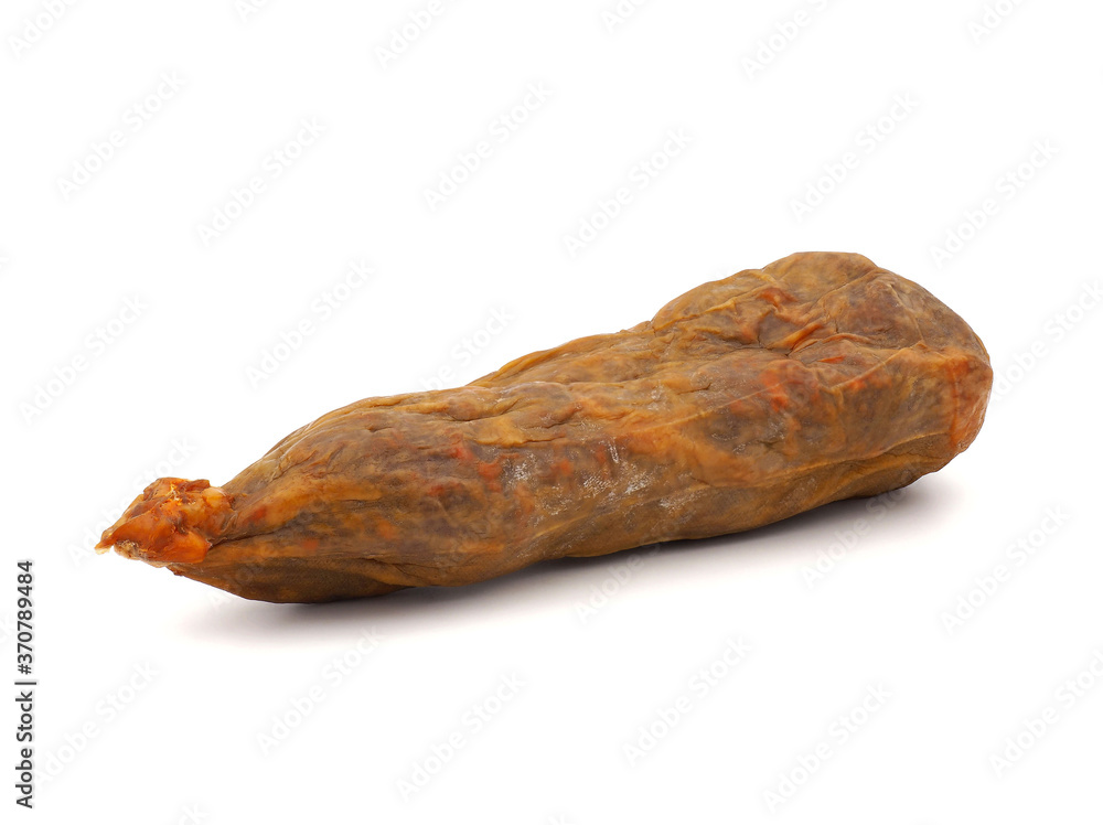 Soppressata dry salami isolated on white background Soppressata dry salami isolated on white background