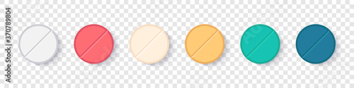 Colorful vitamin pills. Medicine vector icons. Vector illustration