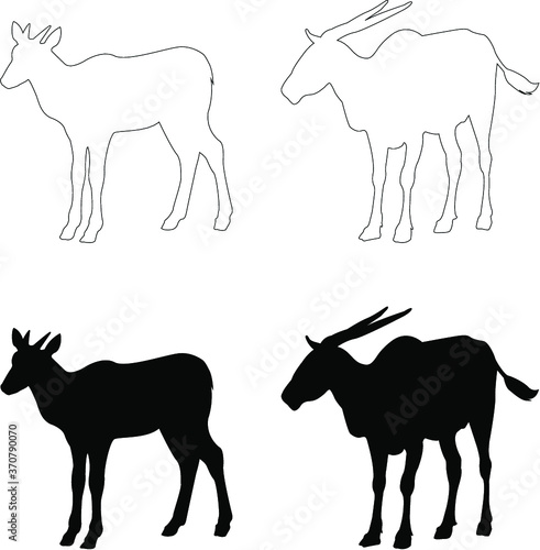 vector silhouettes of antelope