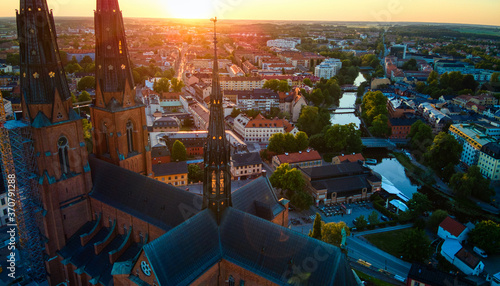 Uppsala Sunset by the Cathedral in Uppsala, Sweden photo