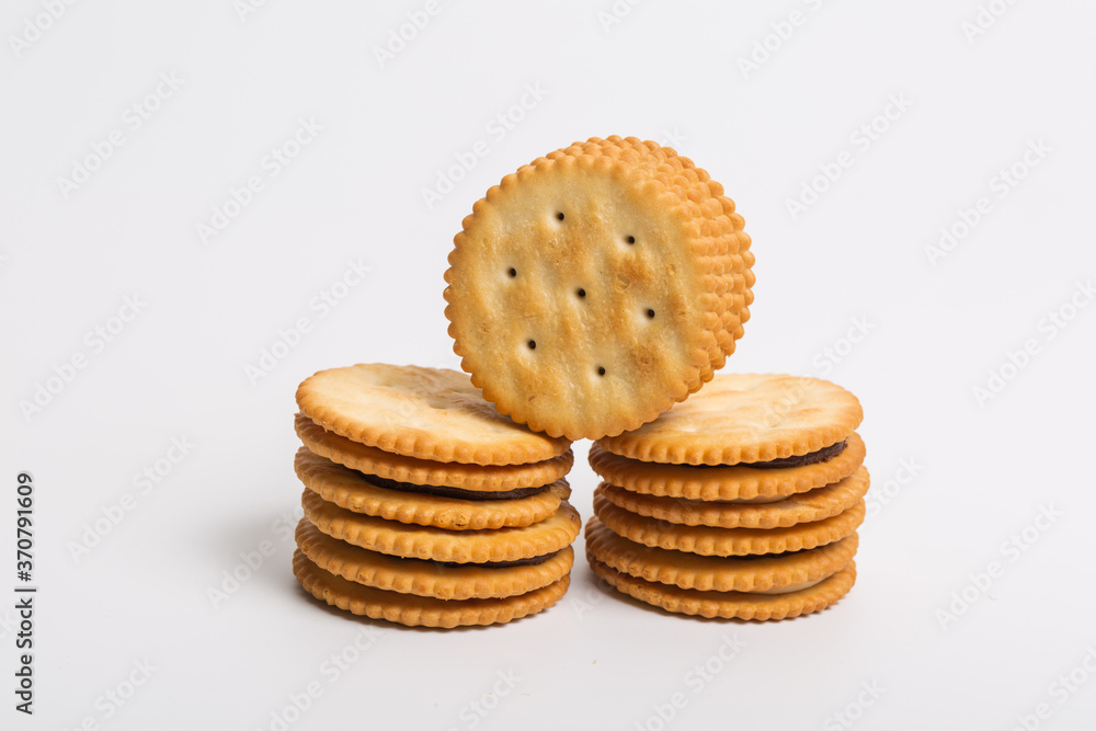 Cream sandwich biscuits on white background Cream sandwich biscuits on white background