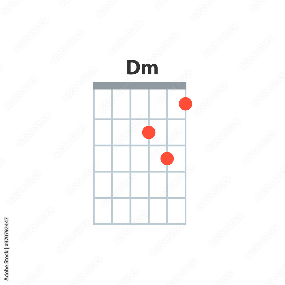 Dm guitar chord icon. Basic guitar chords vector isolated on white. Guitar lesson illustration. Dm guitar chord icon. Basic guitar chords vector isolated on white. Guitar lesson illustration.