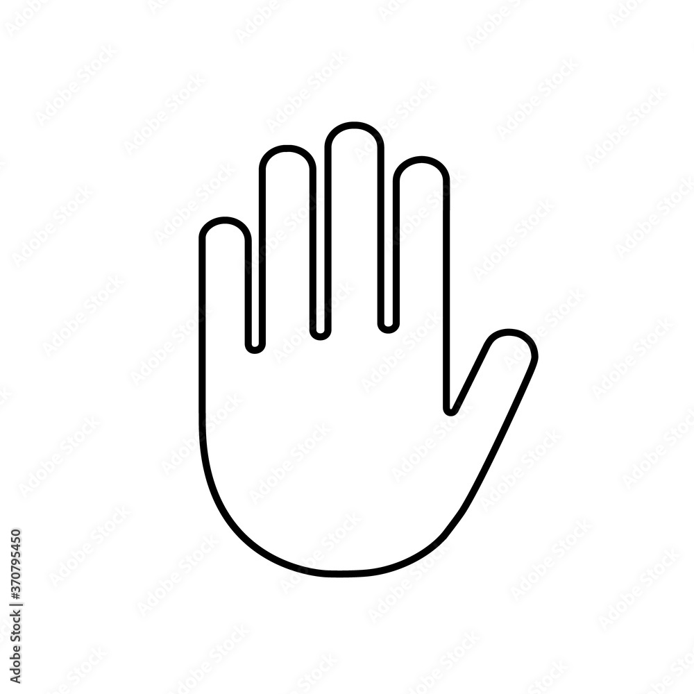 Hand icon. Vector stop symbol. Palm outline. Sign silhouette outline hand Hand icon. Vector stop symbol. Palm outline. Sign silhouette outline hand