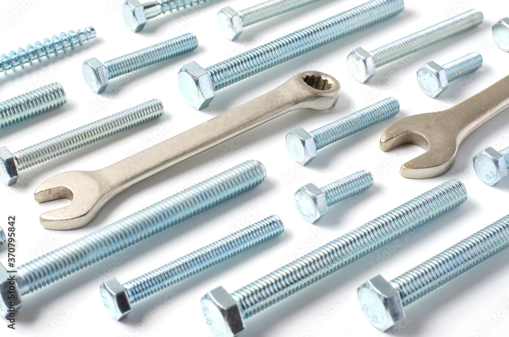 Repair tool. Bolts and wrenches. White background. Repair tool. Bolts and wrenches. White background.