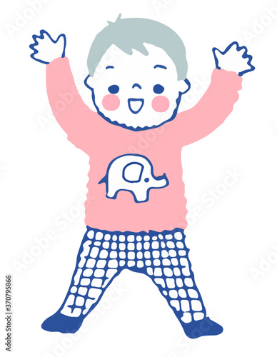 バンザイする男の子