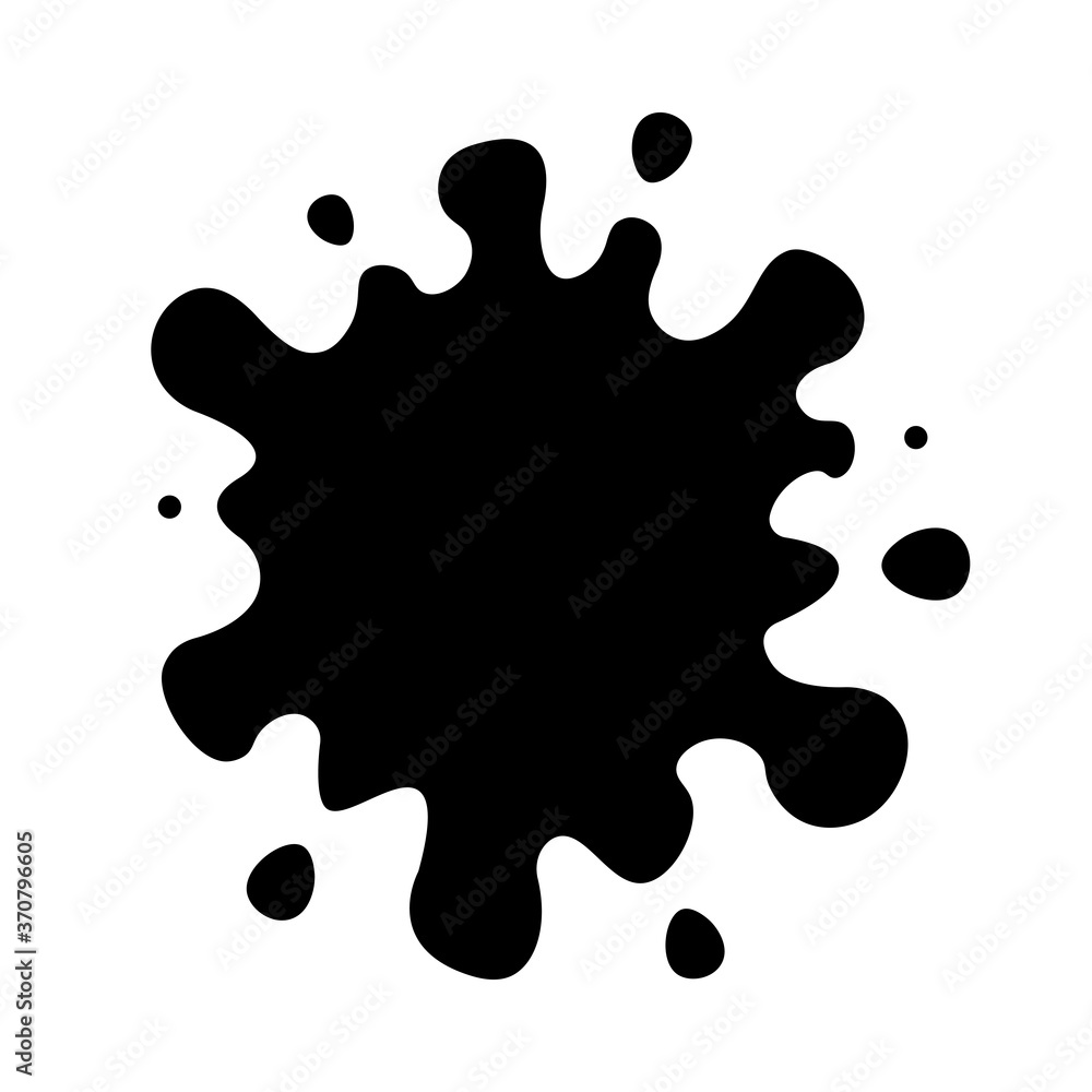 Vector ink splat icon. Paint splash monochrome flat symbol isolated
