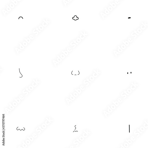 Linear nose set. Vector illustration. Each object is isolated