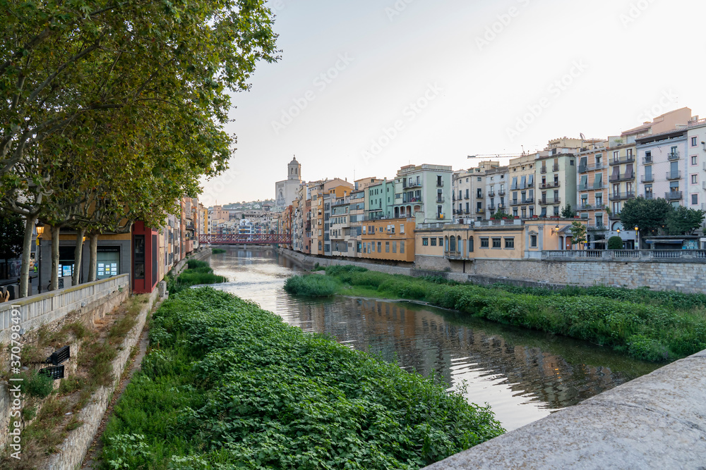 Views of the old town of Girona and the river Onyar.
