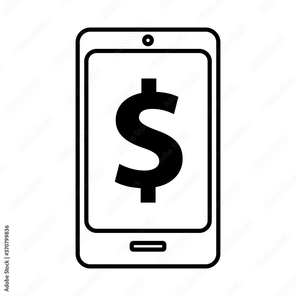 smartphone with dollar symbol line style smartphone with dollar symbol line style