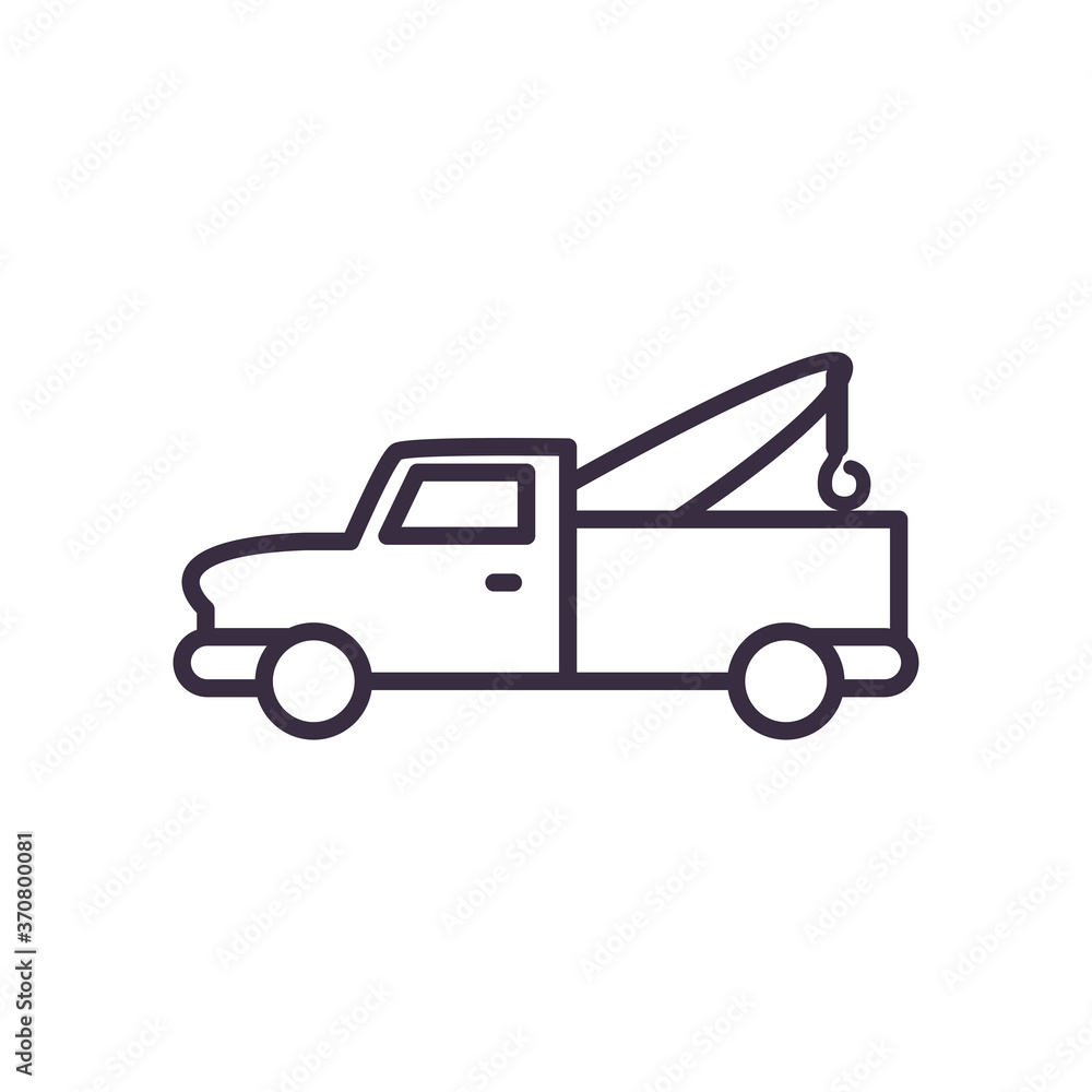 pickup car with crane line style icon vector design pickup car with crane line style icon vector design