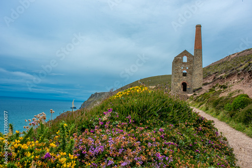 Tin Mines Stone Brick Cornwall Coast UK Cornish Sea Holiday Landscape Hike photo
