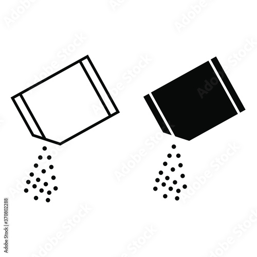 Packet soluble powder icon vector set. open paper sachet illustration sign collection.