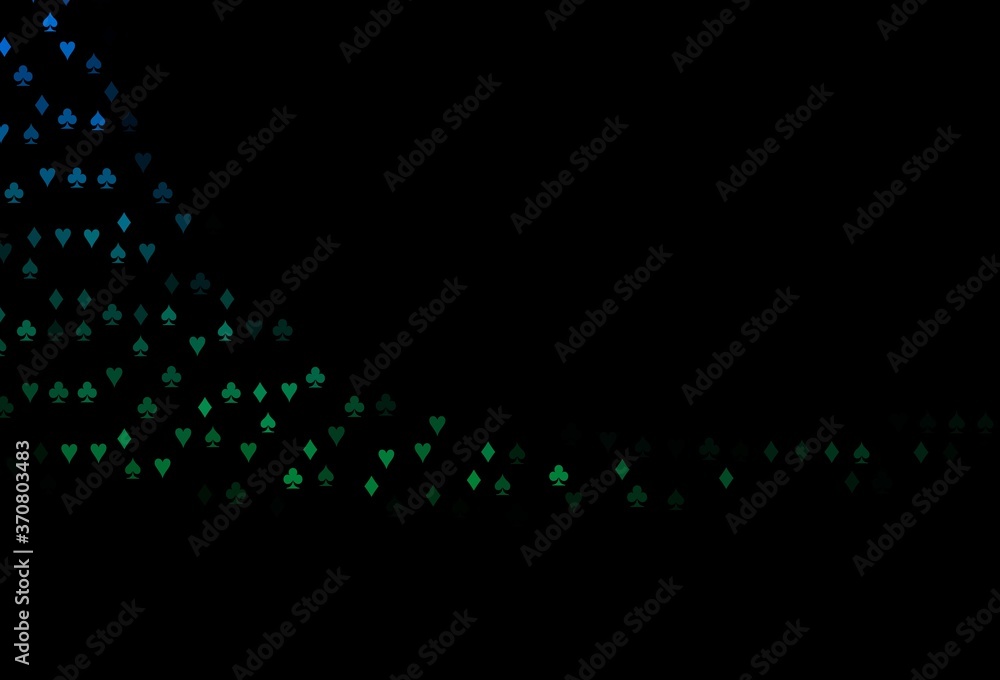 Dark Blue, Green vector template with poker symbols. Dark Blue, Green vector template with poker symbols.