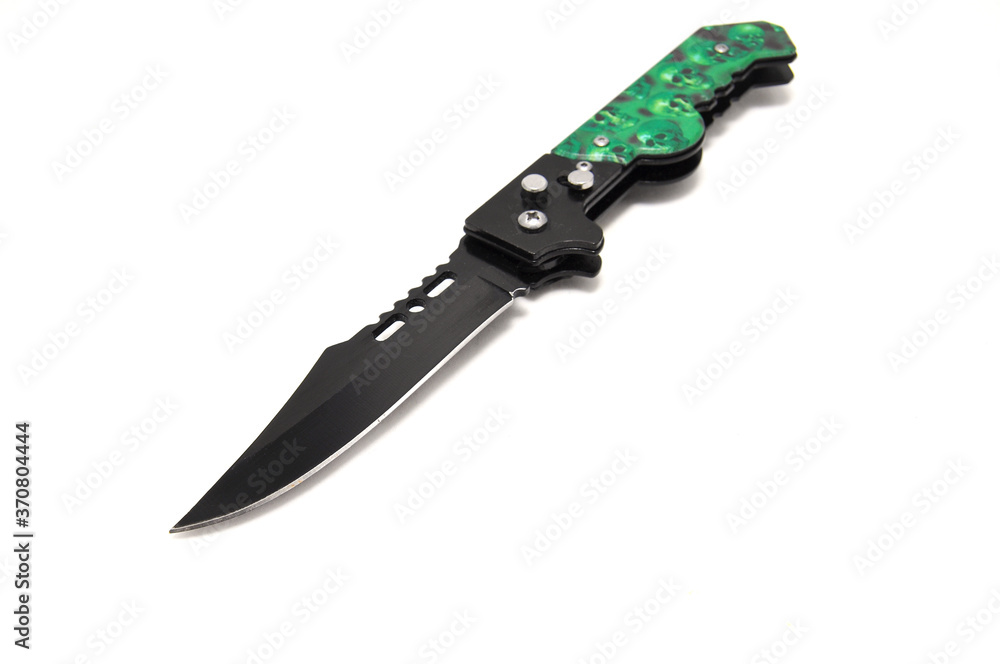 Sharp bandit knife on white background close up Sharp bandit knife on white background close up