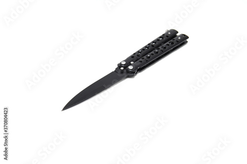 Sharp bandit knife on white background close up photo