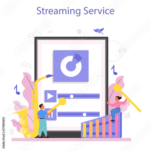 Musician and music online service or platform. Young performer