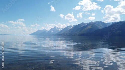 view from Jackson lake of Grand Tetons National Park photo